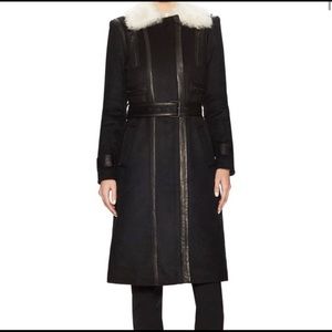 Alice + Olivia Saul Shearling collar Coat Medium